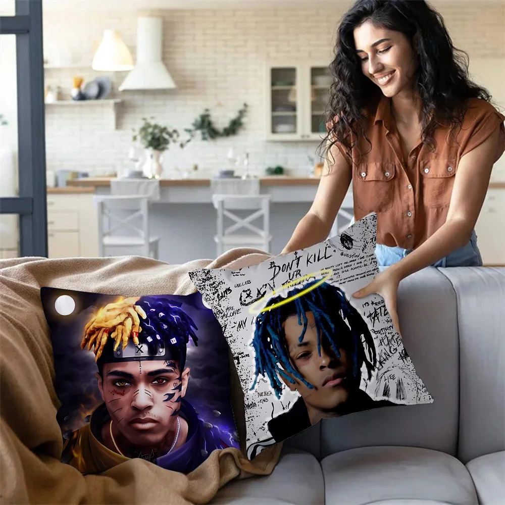 Hip Hop Z-XXXTentacion Pillow Covers Cartoon Sofa Decorative Home Double-sided Printing Short Plush Cute Cushion Cover
