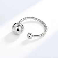 tulx popular silver color bead ball smooth ring simple opening finger rings for women wedding engagement jewelry gifts