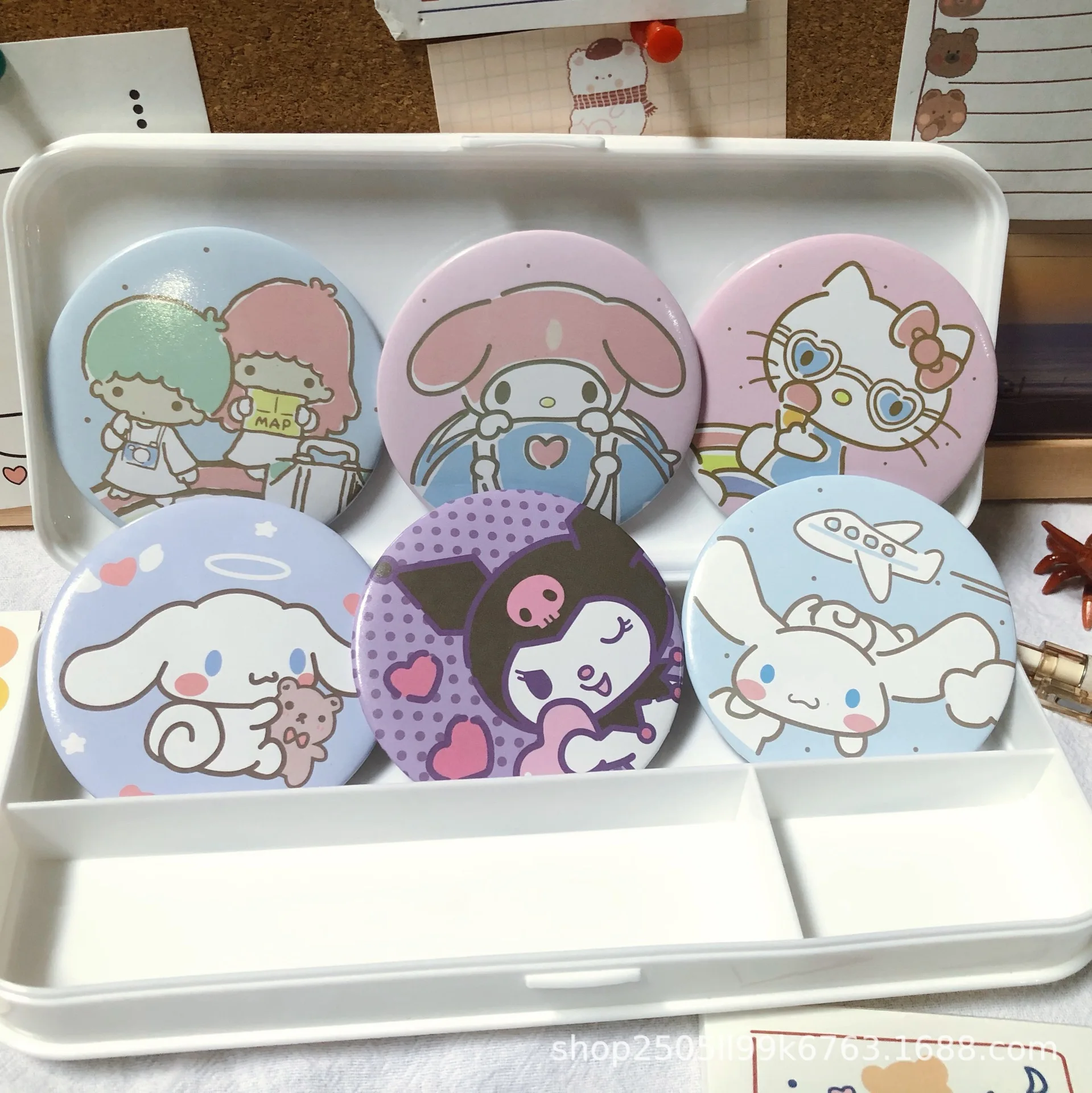 

Sanrio My Melody Kuromi Cinnamoroll мультяшный креативный портативный удобный Печатный маленький круглый зеркальный подарок для девушки студента