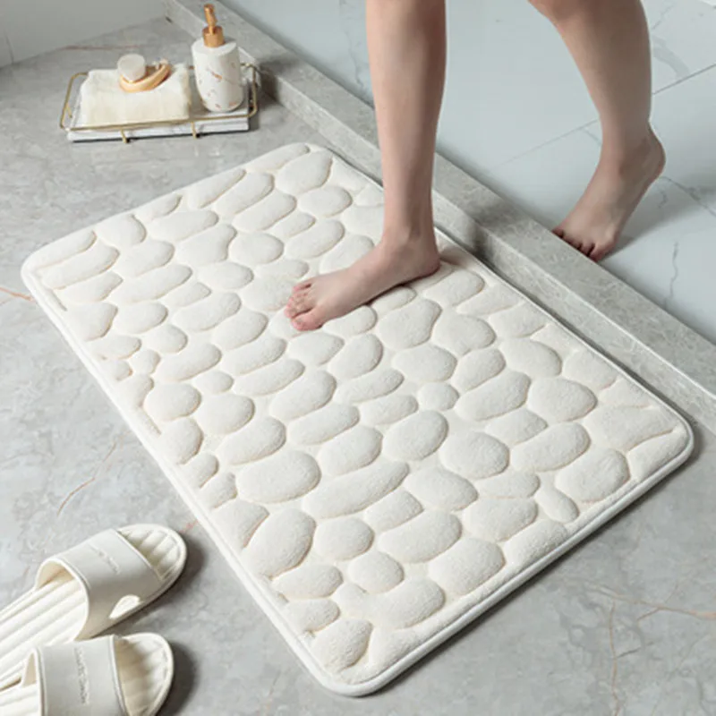 

Bathroom Floor Mat Cobblestone Bathroom Rug Super Absorbent Bathroom mat Kitchen Bedroom Entry coral velvet non-slip mat