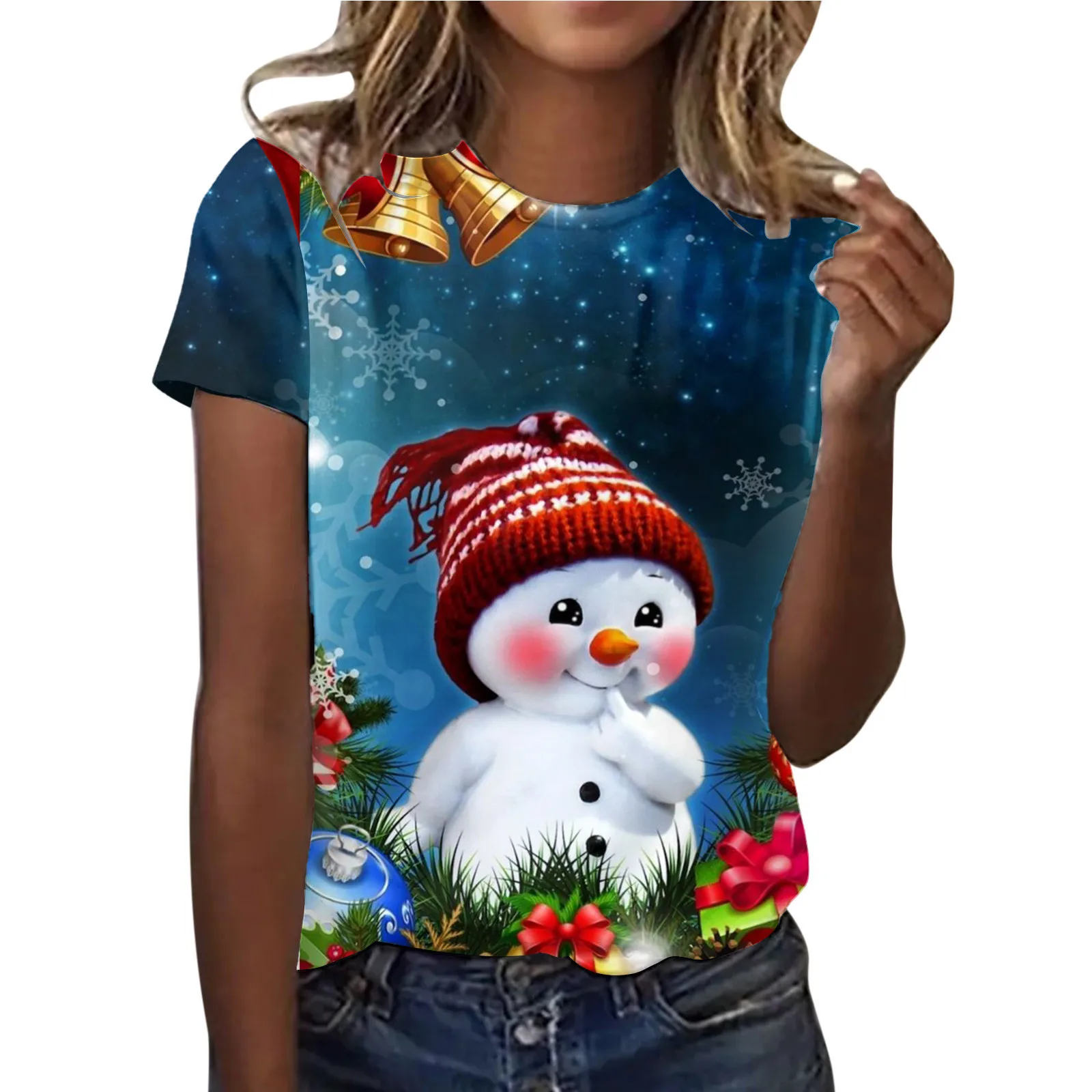 

Lace Shirt Blouse Women Daily Deer Print O Neck Tops Short Sleeve Round Neck Tee Shirt Plain Long Sleeve T Shirt Women in A Pack