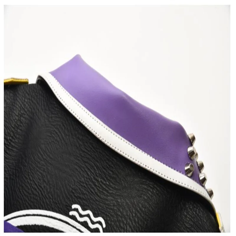 Oblique zipper womens leather jacket female letters contrast color printing rivets short coats street personality clothes black