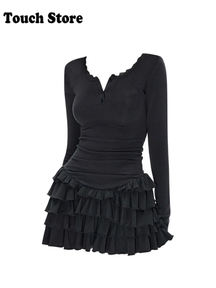 Осенне-зимнее женское балетное платье Shoujo для девочек с длинными рукавами