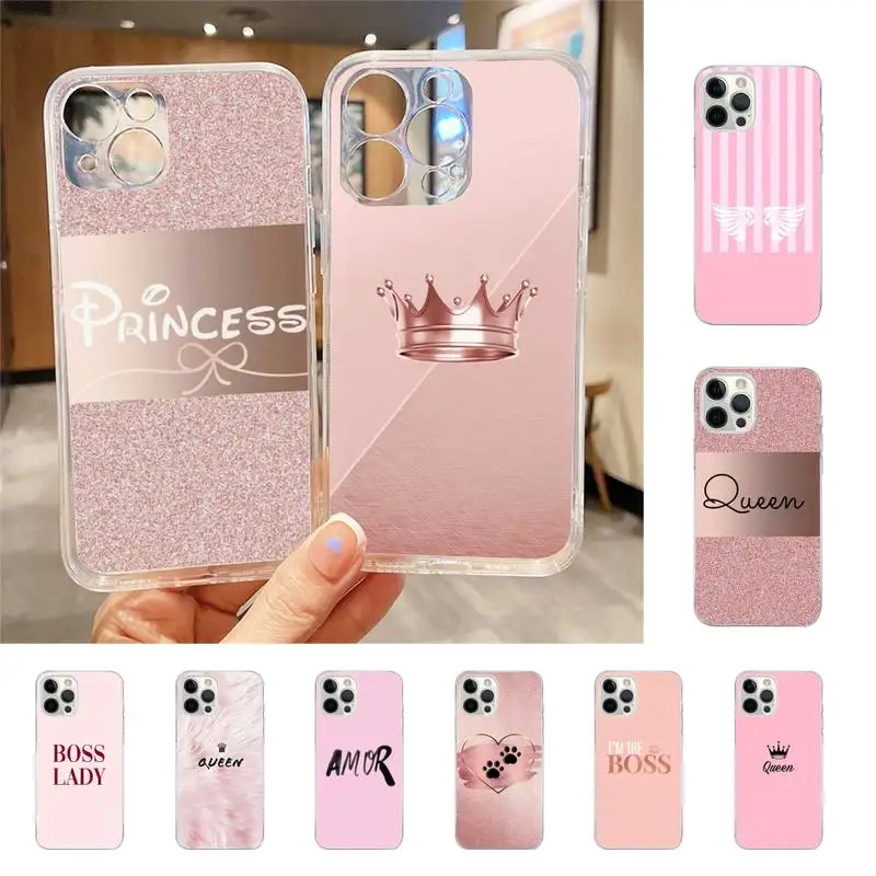 

Rose Gold Pink Princess Queen Phone Case For Iphone 7 8 Plus X Xr Xs 11 12 13 Se2020 Mini Mobile Iphones 14 Pro Max Case