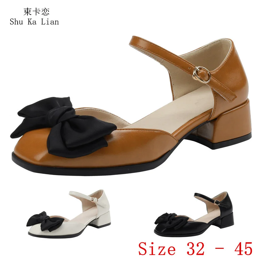 

Square Toe Low Heels 2.5 CM Women Pumps D Orsay Woman Party Oxfords Shoes Small Plus Size 32 - 45