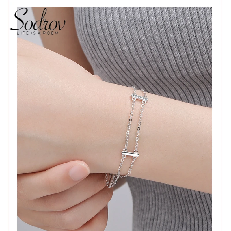 

SODROV Double Layer Chain Bracelets for Women Jewelry Charm Bracelet Wholesale