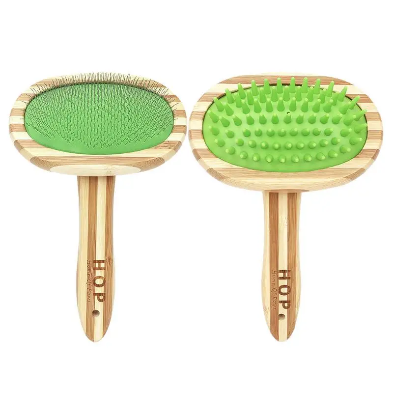 Эргономичная деревянная расческа для собак с круглым наконечником