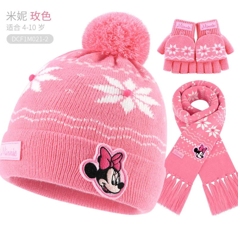 

Disney New Frozen Scarf Hat Glove For Girls Elsa Anna Children Keep Warmer Winter Outdoor Wind Proof Thick Knitted Kids Gifts