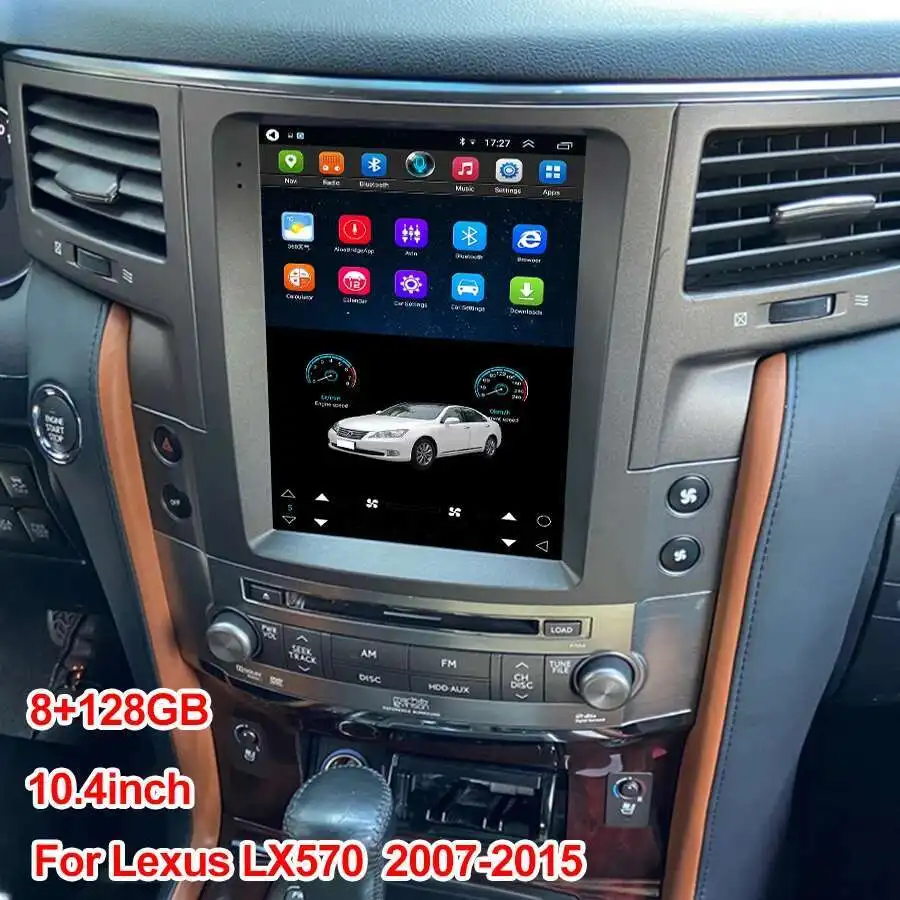 Автомобильное радио с сенсорным экраном Android 14, 10,4 дюйма для Lexus LX570 LX 570 2007-2010 2012 2015, навигация, автомобильный мультимедийный видеоплеер, GPS