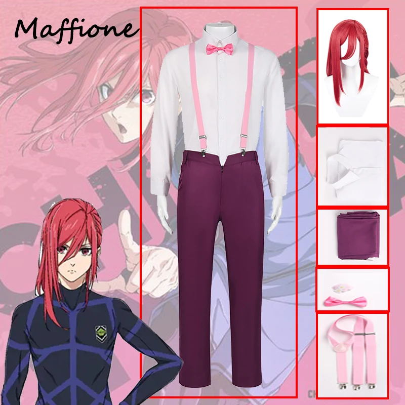 

Chigiri Hyoma Cosplay Anime Costume Men Outfits BLUE LOCK Disguise Wigs White Shirts Pants Tie Set Halloween Carnival Party Suit