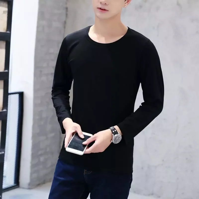 

Men's T-Shirt Tops Everyday Casual Tops T-Shirts White Black New Fashion T-Shirts O-Neck Solid Color Long Sleeve Shirts