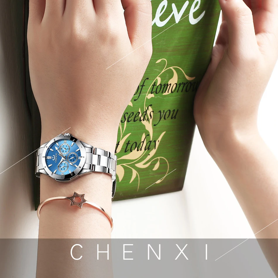 CHENXI Couple Watches Pair Men And Women,Gift Lover Watches,Waterproof Stainless Steel Quartz Men's Wrist Watch Women Fashion