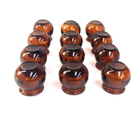 12 pcs thick brown glass vacuum cupping set explosion proof glass cupping pure hand colored acupuncture massage cup