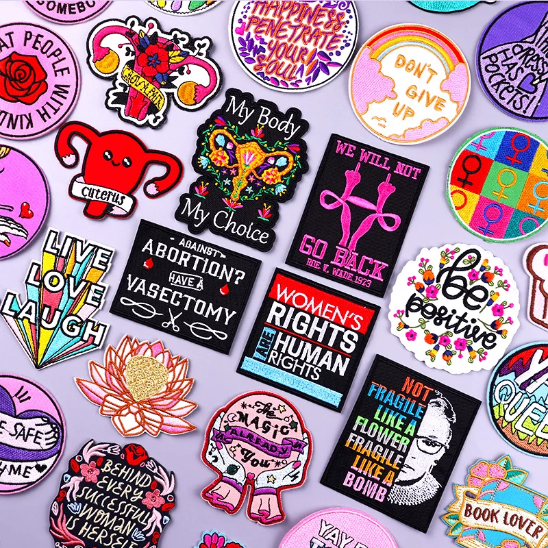 

Uterus Patch Iron on Patches On Clothes Women Rights Letter Patches For Clothing Stickers Badges Embroidery Patch Stripes Decor