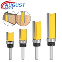 augusttools 14 8mm shank wood milling cutter router pattern bit straight end mill trimmer cleaning flush woodworking tool set