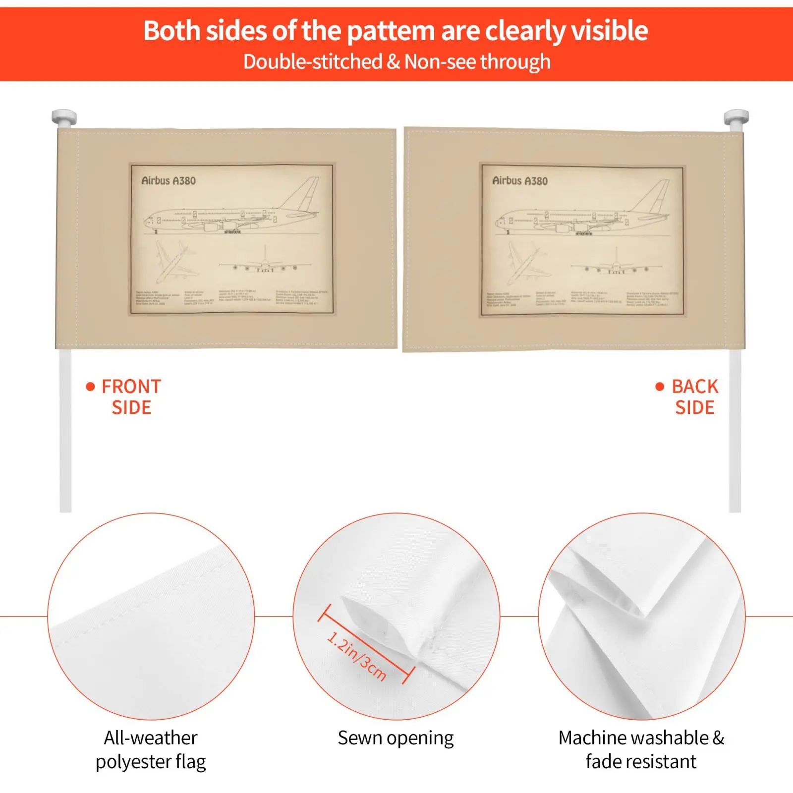 Аэробус A380 Jet-Sd наружный декоративный флаг Автомобильный аэробус самолет