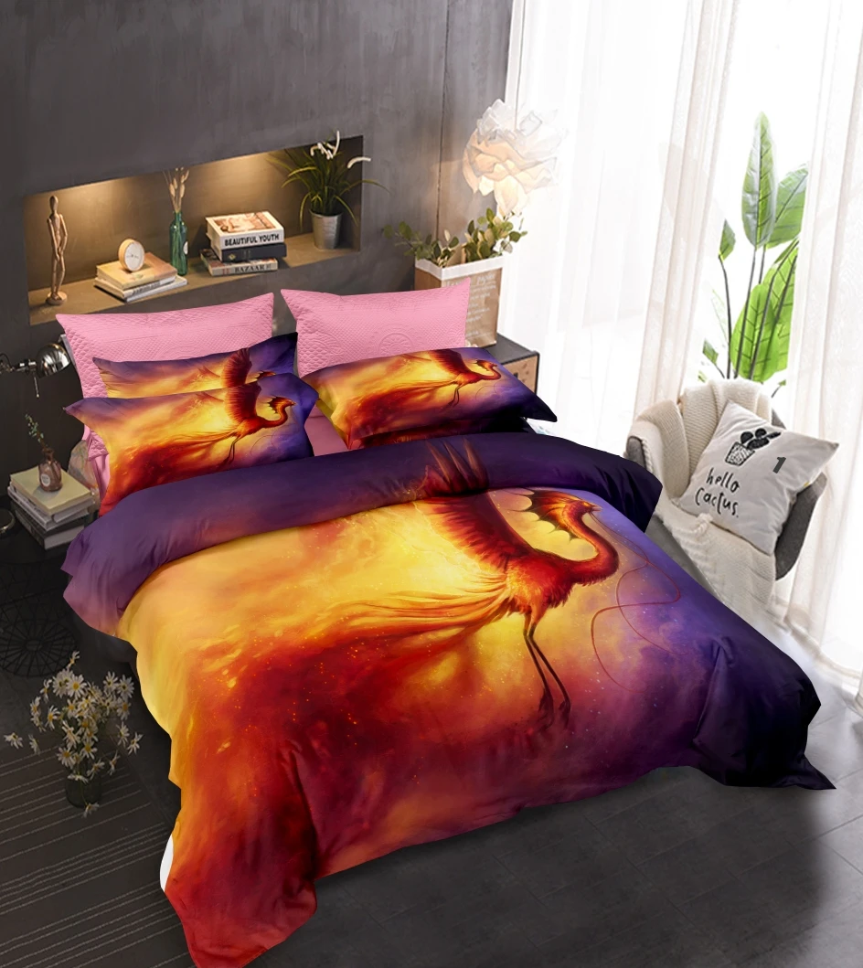 

New Phoenix Bedding Set Single Twin Full Queen King Size Animal Tag Lion Wolf Bed Set Aldult Kid Bedroom Duvetcover Sets 021