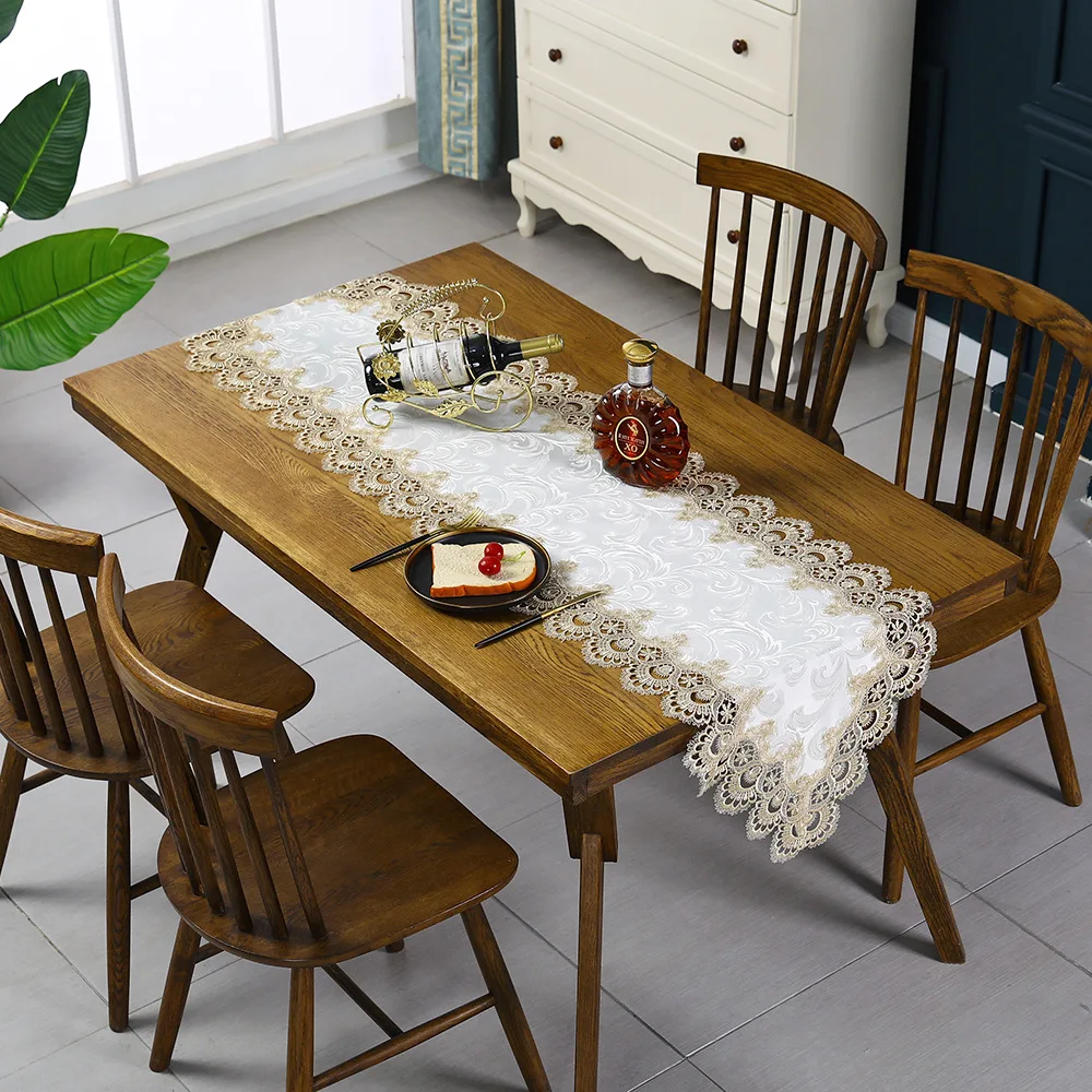 Классический китайский флаг на стол из полиэстера с вышивкой, прекрасное украшение для столовой или бара, с кисточкой и длинным скатертью.