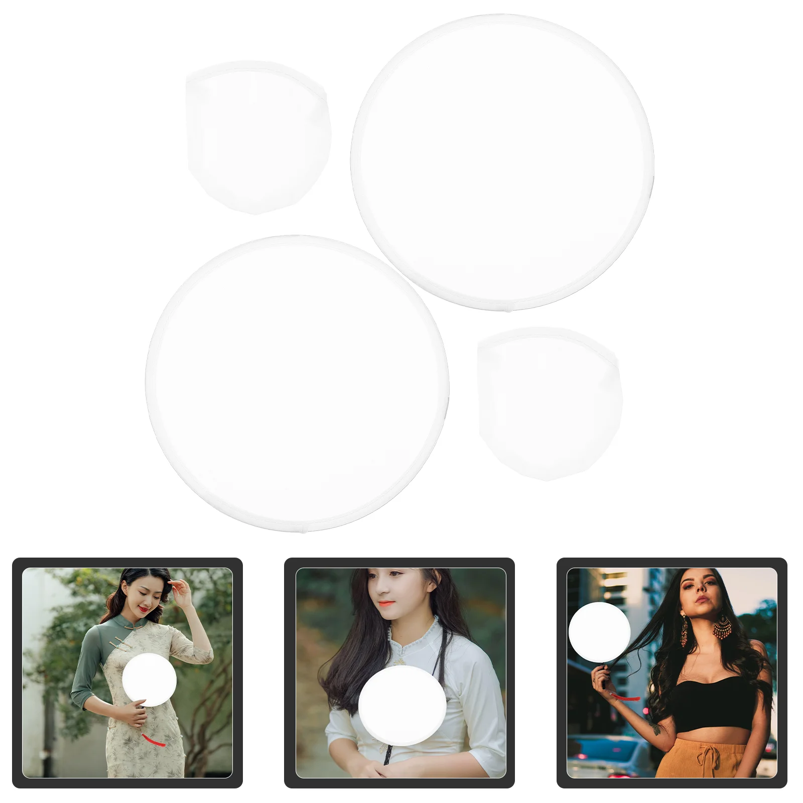 

2 Pcs Folding Fan Foldable Dance Portable Dancing Round Plastic Classic Miss Mini