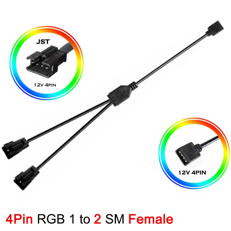

Адаптер ARGB 3Pin RGB 4Pin AURA SYNC JST SM Женский, адаптер 30 см, кабель передачи на 12 В RGB 5В ARGB JST 3Pin SM3P SM4P