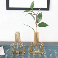iron golden hydroponic glass vase ornaments living room dining table decoration dried flower insert green dill hydroponic