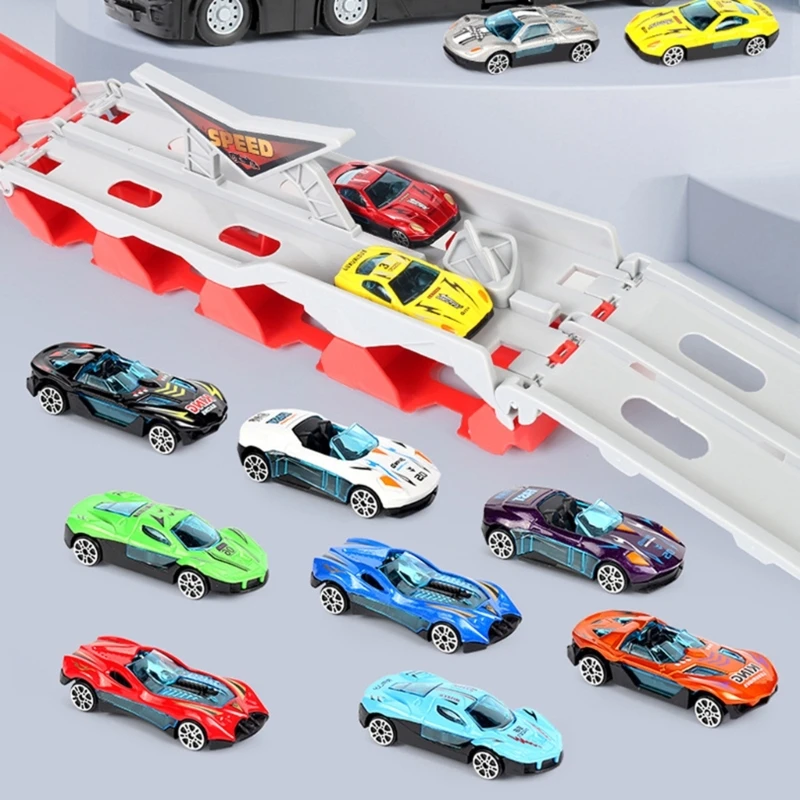 

Автомобиль для грузовика-переноски и игрушечный автомобиль с 1 грузовиком и 8 игрушечными машинками из сплава