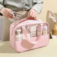 patchwork cosmetic bag makeup storag bag transparent large capacity bath bag organizer waterproof portable travel storage bag