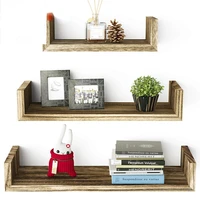 Wood Floating Shelves Set of 3 Rustic Wall Mount Pine Shelf with Bracket for Living Room Bedroom Bathroom
