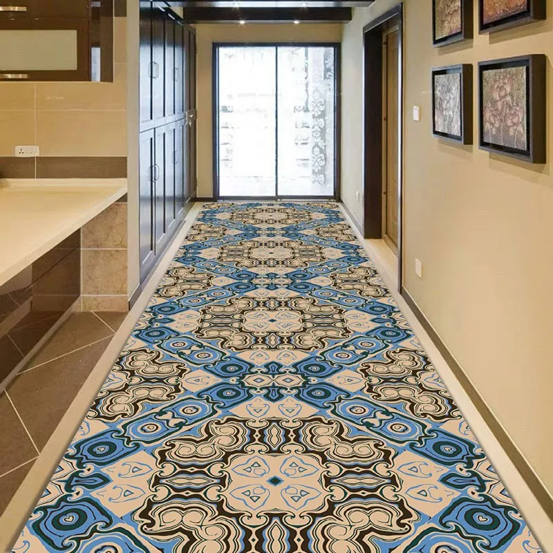 

Reese Lobby Carpets Living Room Bedroom Rugs Tribal Folk Custom Abstract Geometric Tile Pattern Hallway Hall Entrance Customable