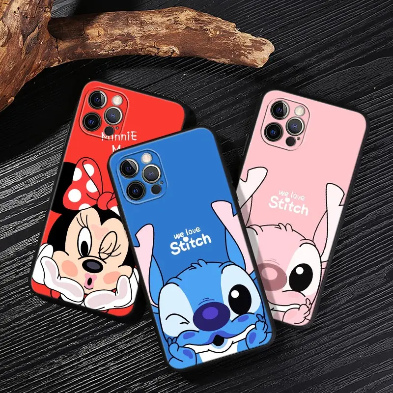 Фото Чехол Stitch с Микки и Минни Маус для iPhone 17, 16, 15, 14, 13, 12, 11 Pro Max Plus, задняя крышка для iPhone 17 Pro, 17E, Air 16E, мягкий чехол-футляр №1