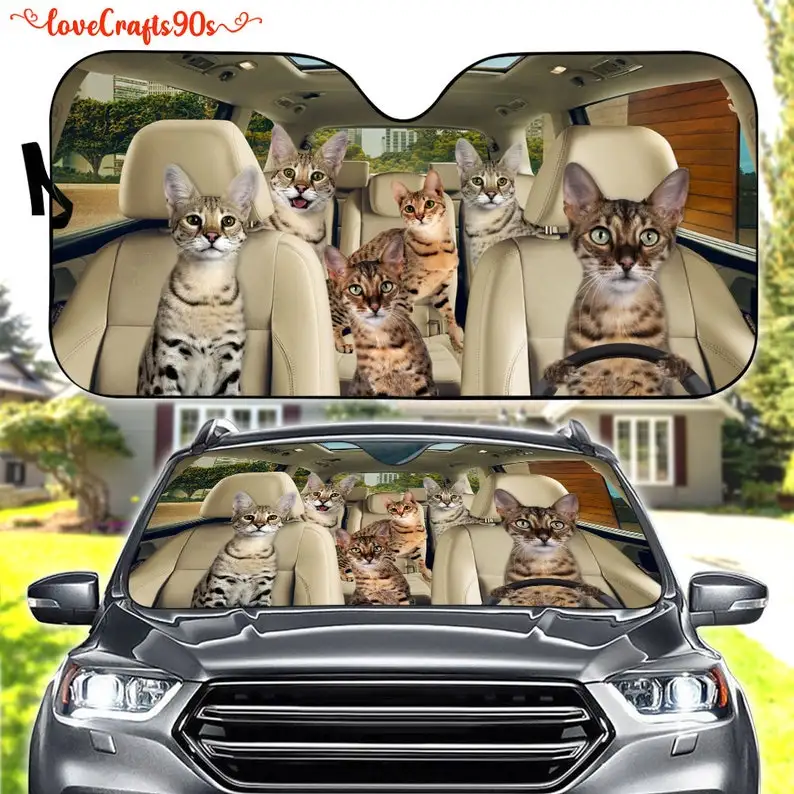 

Автомобильный солнцезащитный котенок Саванна, украшение автомобиля Саванна, ветровое стекло кошки Саванна, подарок для влюбленных кошки, к...