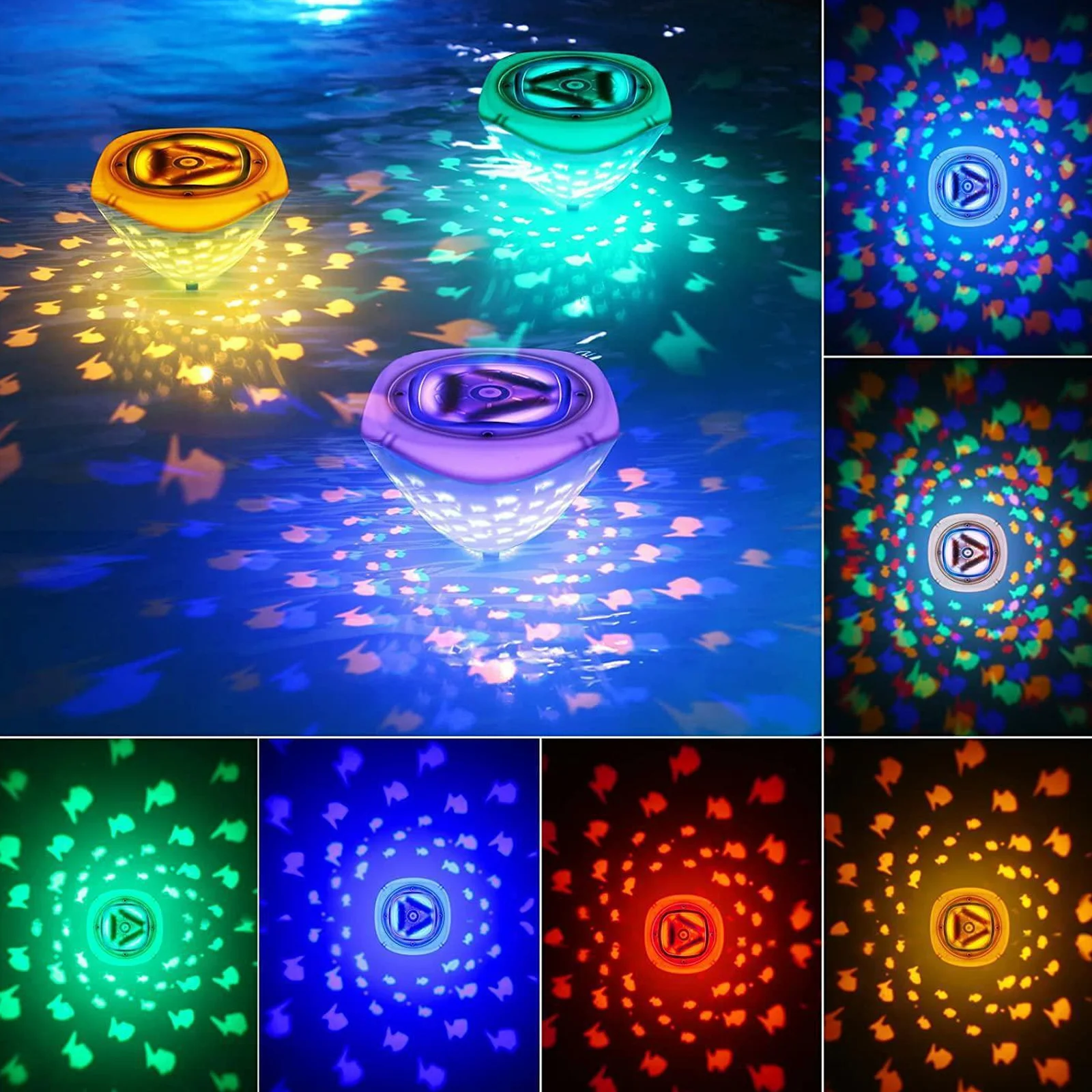 

Small Fish Projection Bath Light LED Waterproof Bathtub Light Swimming Pool Light Water Float Fish Tank Fountain Diving Light
