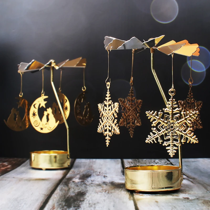 

Metal Hot Rotating Candlestick Christmas Rotating Candlestick Dinner Party Wedding Party Candlestick Creative Decoration Gift