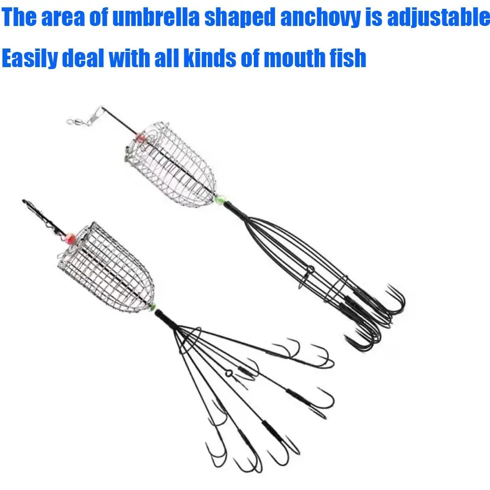 

Новинка, аксессуары из нержавеющей стали, полностью фидерная рыболовная снасть, ловушка для рыбы, контейнер для приманки с пружинной клетко...