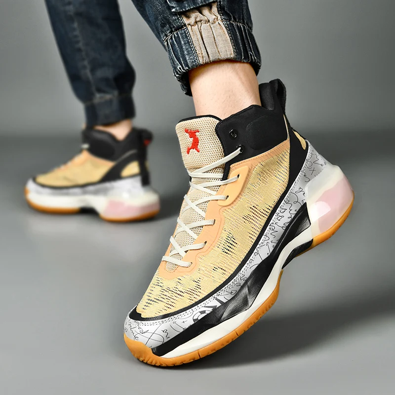 QNX-A37 High Quality Mens Basketball Sneakers Gym Training Sports Shoes High-top ForMotion Wearable Cushion Basketball Shoes