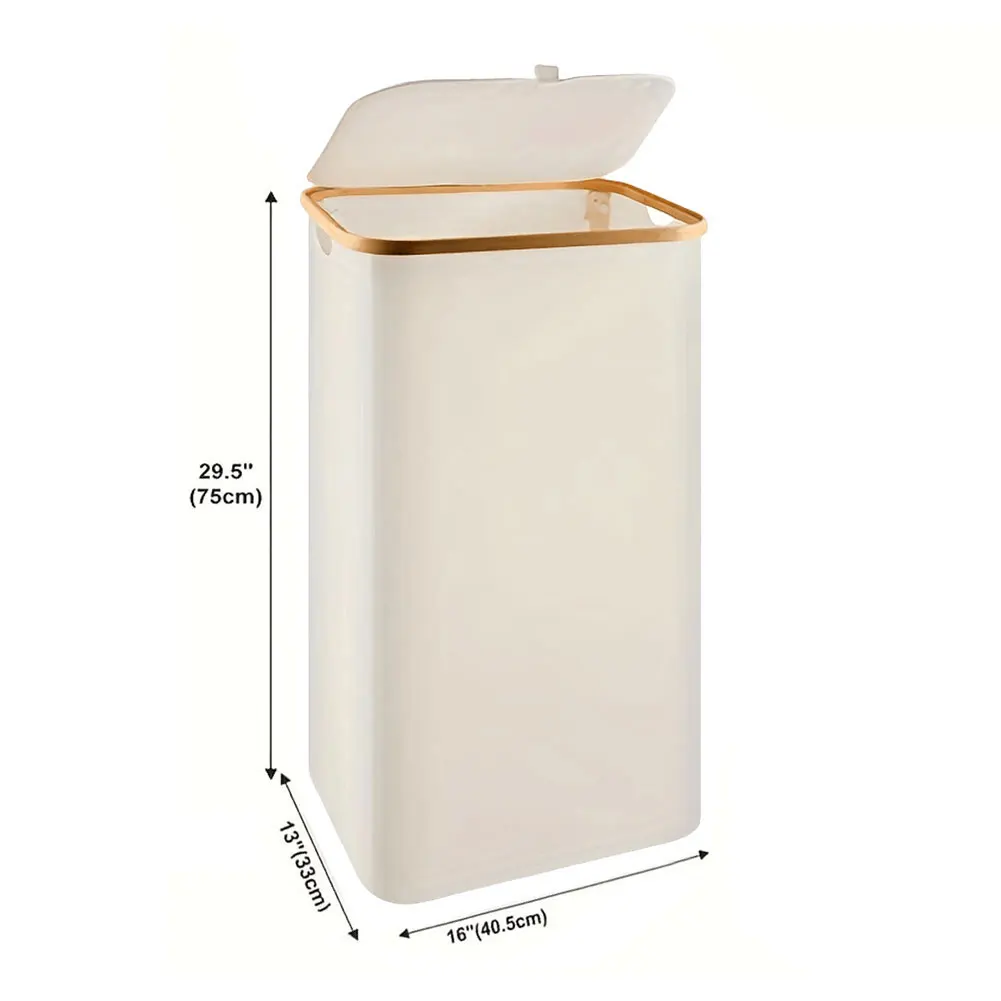 Складная Бамбуковая Корзина Для Белья С Крышкой И Внутренней Сумкой