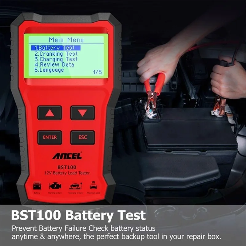 ANCEL BST100 Car Battery Tester, Battery Testing 12V, Suitable for Many Models, A Good Tool for Car Maintenance