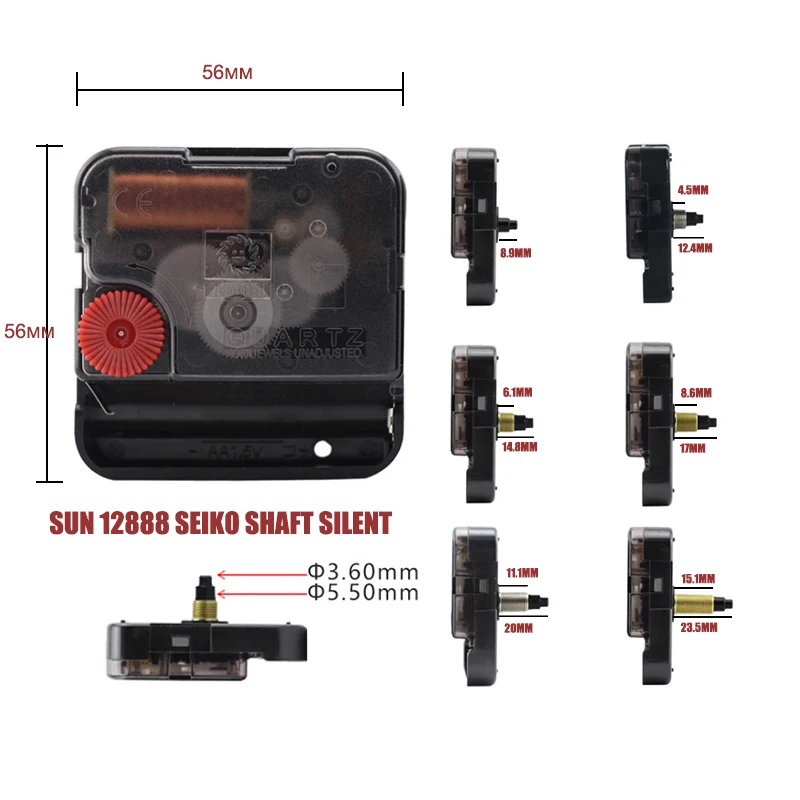 10 шт./лот тихие часы Seiko с деревянными стрелками и солнцем 12888 вал для 3D настенных