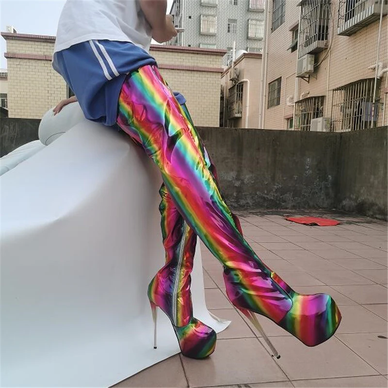 Женские высокие сапоги SDTRFT, на шпильке 20 см, на платформе, с зачисткой, на тонком каблуке, обувь-гладиаторы, для подиума
