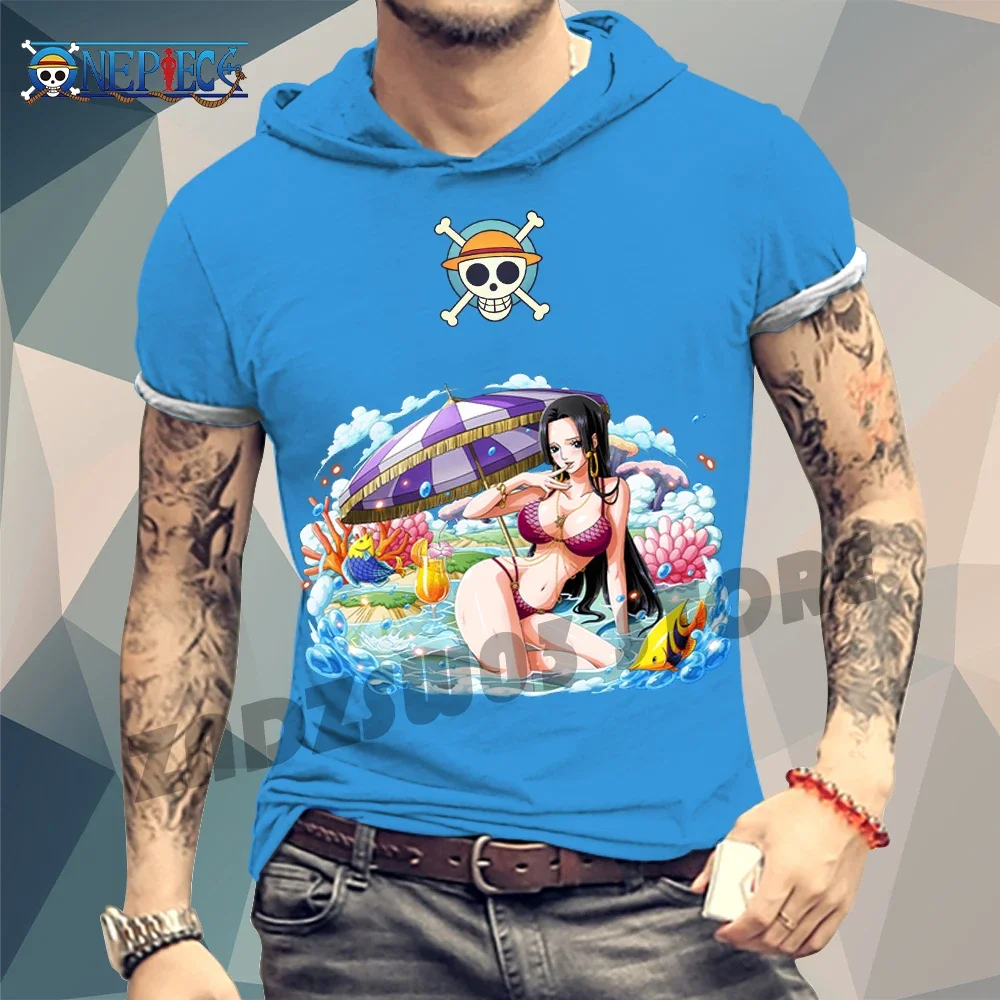 Мужская цельная футболка с капюшоном размеры до 3XL