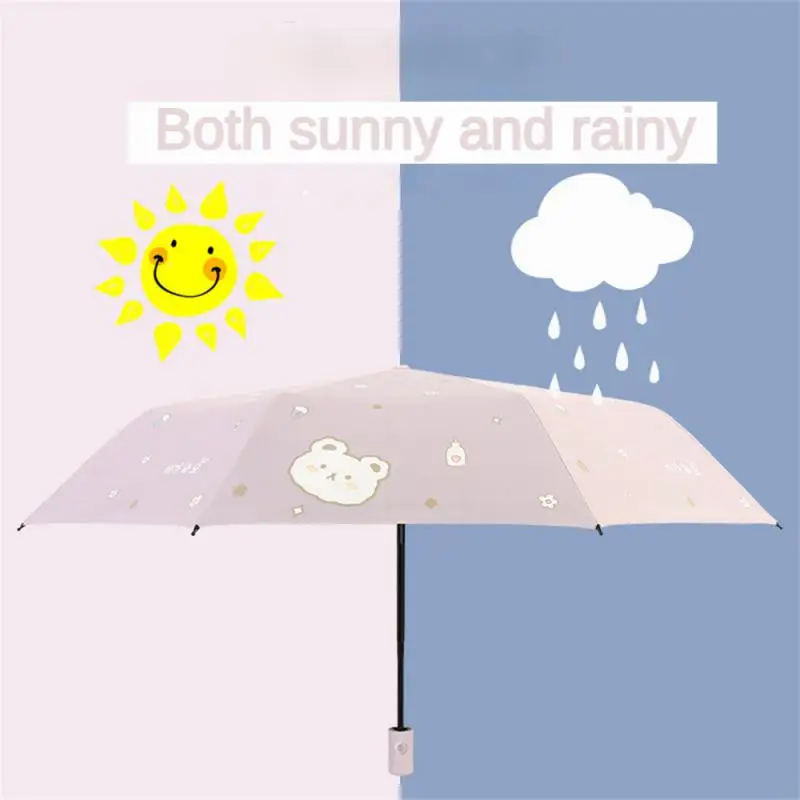 

Anti-ultraviolet Umbrella Manual Dual-use For Rain And Shine Lovely Sunscreen Three Fold Rain Gear Sunscreen Umbrella Automatic