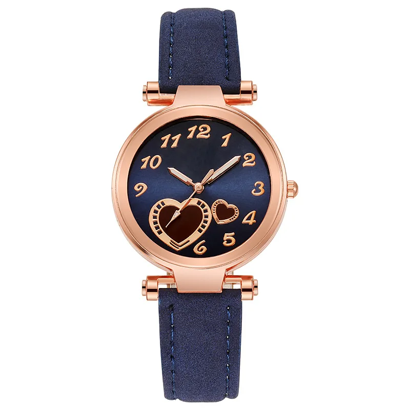 Youth Fashion Student Peach Heart Round Dial Cute Children's And Girls' Quartz Watch