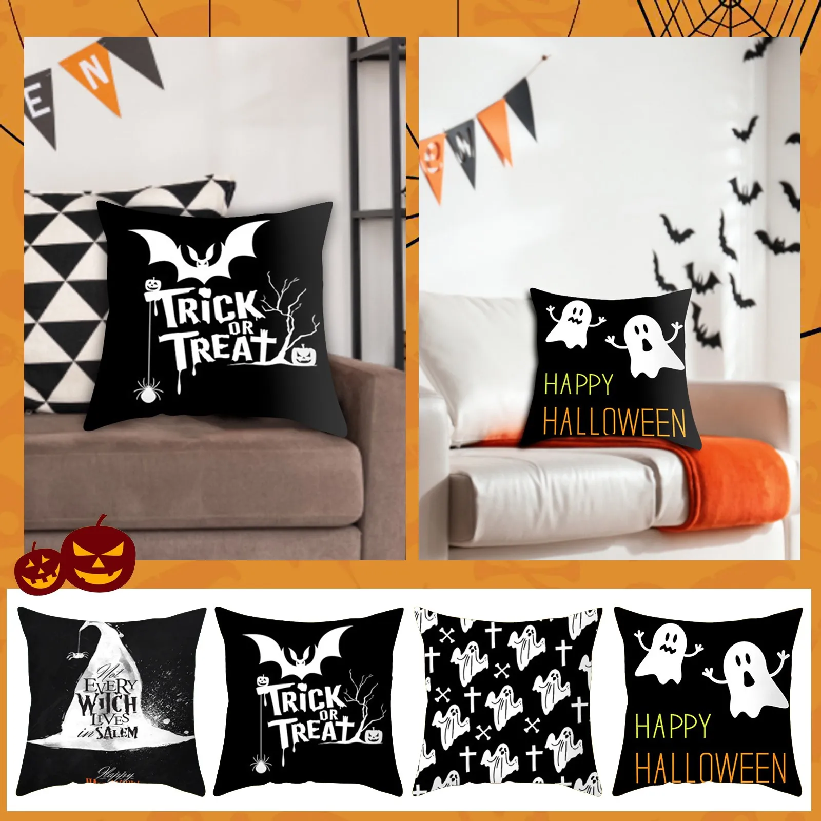 

Halloween Horror Home Sofa Valentines Pillow Covers 18x18 Pink Nautical Pillows Decorative Throw Pillows Neutral Pillow Cover