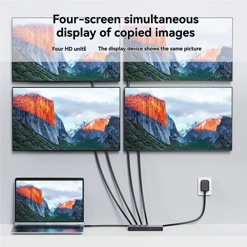 Фото Mindpure - Совместимый видеоразветвитель 4Kx2K/30Гц, 1 вход 2 выхода, устройство для дублирования экрана из алюминиевого сплава №2