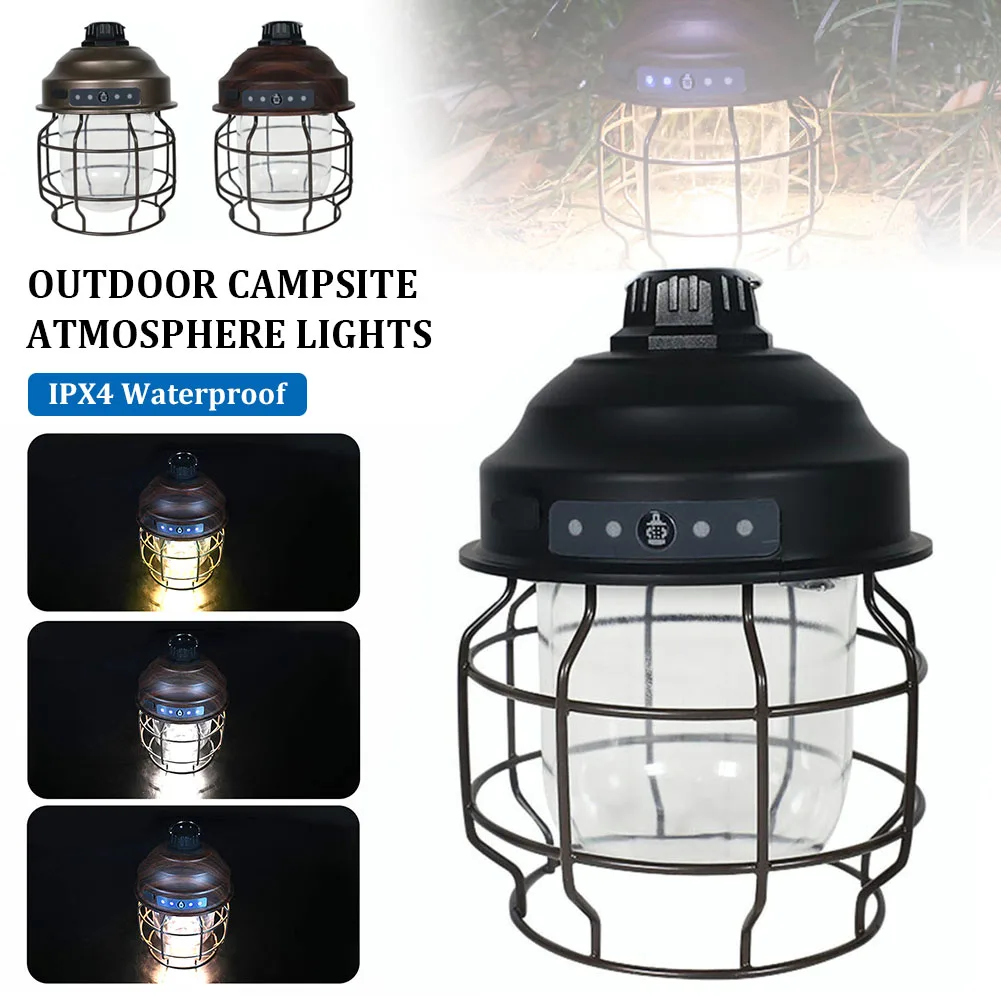 

Outdoor Camping Light IP44 Retro Outdoor Lamp 3 Gears Dimming USB Camping Light Rechargeable Lightweight Tent Light Accessories