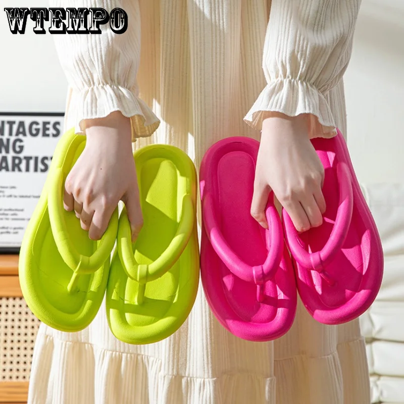 WTEMPO Summer Flip Flops Women Vacation Outing Casual Clip Toe Slide Slippers Fashion Korean Anti-slip Flat Sandals Dropshipping