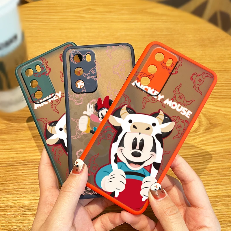 

Cute Disney Mickey Minnie For Huawei P50 P40 P30 P20 Mate 40 30 20 Pro Plus Lite Frosted Translucent Soft TPU Phone Case Capa