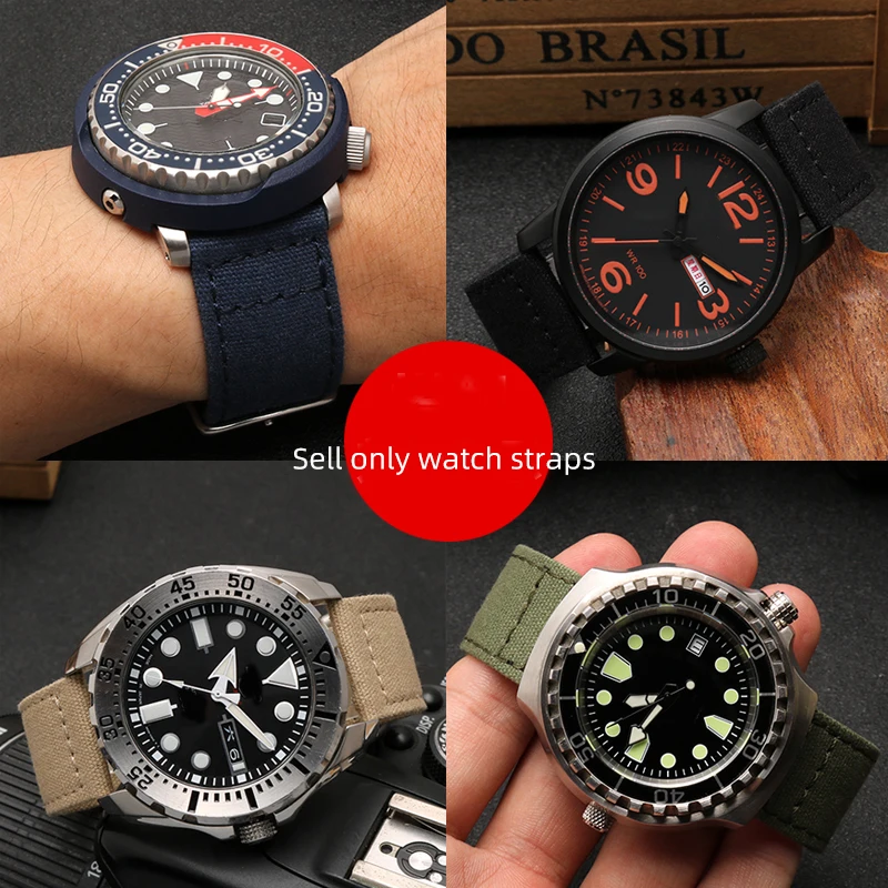 Ремешок нейлоновый для Citizen BM8475 Seiko No.5 Мужской Воздухопроницаемый холщовый