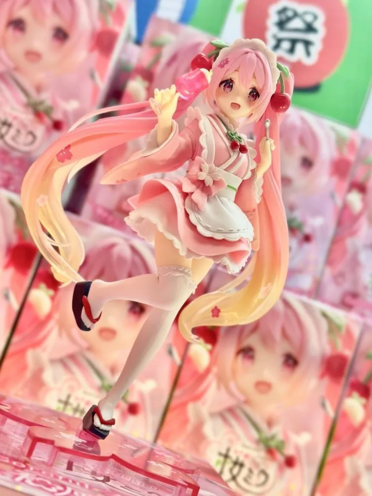 В наличии оригинал Taito Hatsune Miku Coreful Sakura Wafuu Kissa Ver. Фигурка горничной аниме фигурка