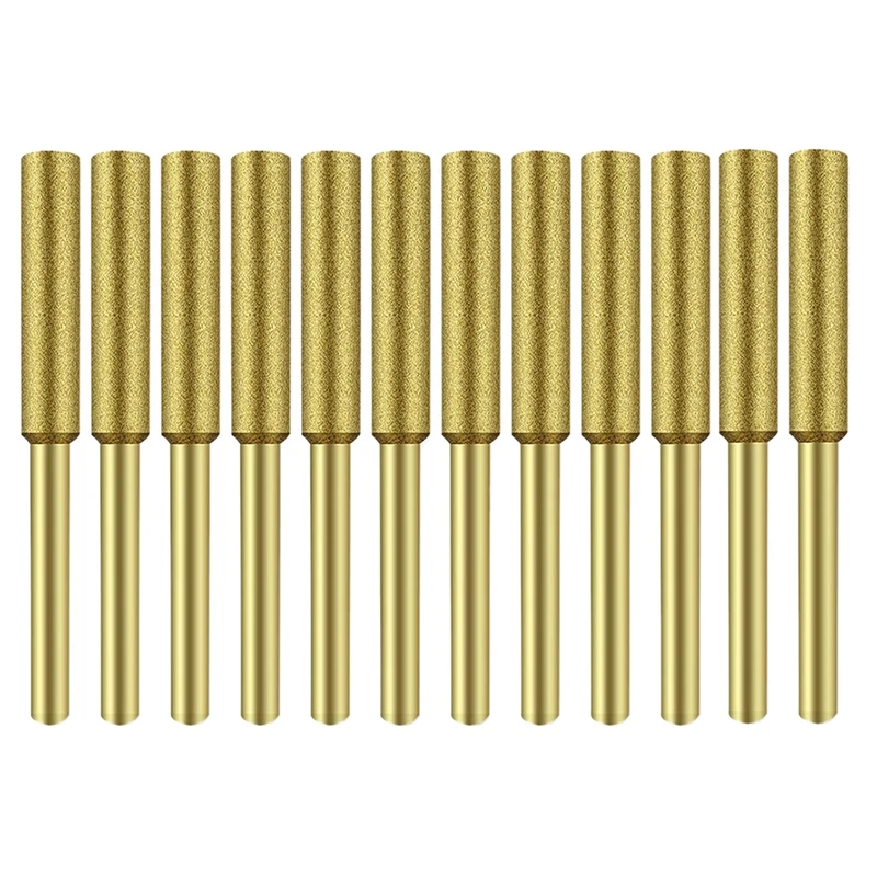 

12Pcs Burr Grinding Stone File 4.0Mm Titanium Plated Diamond Sharpening Wheels Chainsaw Sharpener Stone Electric Kit
